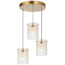 Ximena Metal & Glass LED 3 Light Pendant
